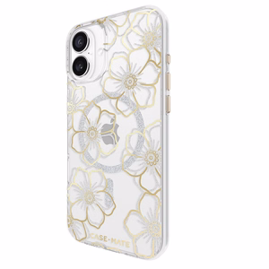 Case-Mate Floral Gems MagSafe vāciņš ierīcei iPhone 16 Plus, zelta krāsā