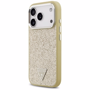 Guess Mirdzošs Trīsstūra Logotips Magnētiskais viedtālruņa apvalks iPhone 17 Pro zelta