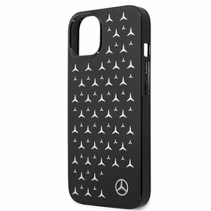 Mercedes viedtālruņa apvalks iPhone 13 mini ar sudraba zvaigžņu rakstu, melns