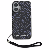 Karl Lagerfeld Zebra Pattern & Cord viedtālruņa apvalks iPhone 16 Plus - violets