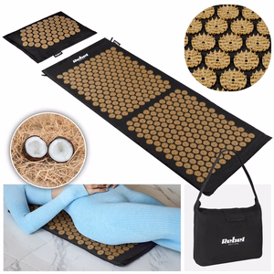 REBEL ACTIVE ECO XL akupresūras paklājs ar spilvenu, 110 x 42 cm, zeltainas adatiņas