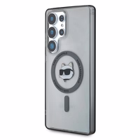 Karl Lagerfeld pogu Choupette Head izdrukātais logotips Magnētiskais viedtālruņa apvalks Samsung Galaxy S25 Ultra melns