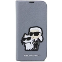 Karl Lagerfeld KLBKP14XSANKCPG iPhone 14 Pro Max 6.7" Viedtālruņa apvalks (m) - sudrabains (m) Saffiano Monogrāma Karl & Choupette
