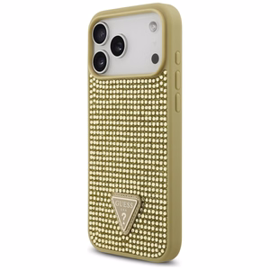 Guess Rhinestone Triangle Logo viedtālruņa apvalks iPhone 17 Pro Max - zelta