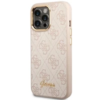 Guess 4G Vintage Gold Logo viedtālruņa apvalks iPhone 14 Pro Max - rozā