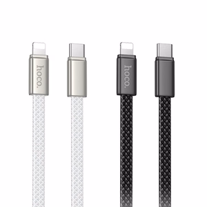 Plakans kabelis USB C uz Lightning Hoco PD 30W 1 m X125 melns