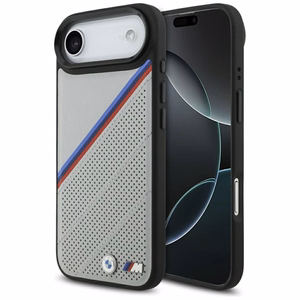 BMW M trīskrāsu metāla logotipa magnētiskais viedtālruņa apvalks iPhone 17 Air - pelēks