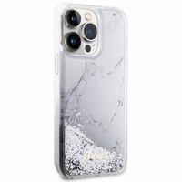 Guess GUHCP14XLCSGSGH iPhone 14 Pro Max 6.7" balts/balts cietais apvalks Liquid Glitter Marble