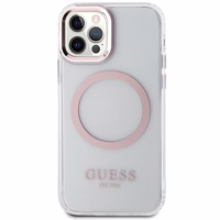 Guess GUHMP12MHTRMP iPhone 12/12 Pro 6.1" rozā/rozā hard maciņš Metal Outline Magsafe