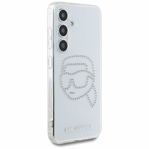 Karl Lagerfeld viedtālruņa apvalks ar rhinestones Karl Head logotipu Samsung Galaxy S25 caurspīdīgs