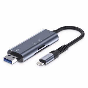 Tech-Protect UltraBoost SD/micro SD karšu lasītājs ar Lightning / USB-A savienotāju - pelēks