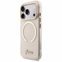 Guess IML Script Metal MagSafe Maciņš for iPhone 17 Pro - rozā