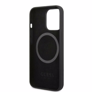 Guess GUHMP13LSPLK iPhone 13 Pro / 13 6.1" melns/melns cietais apvalks Silikona Logo Plate Magnētiskais
