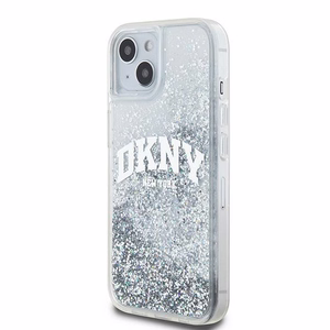 DKNY šķidrā spīduma lielā logotipa viedtālruņa apvalks iPhone 15 / 14 / 13 - balts