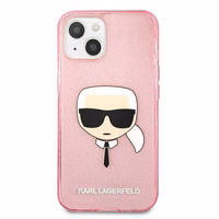 Karl Lagerfeld Glitter Karl's Head apvalks iPhone 13 mini - rozā