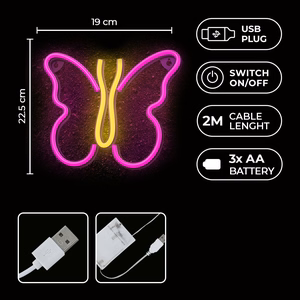 Neon LED Light BUTTERFLY rozā NNE03 Neolia