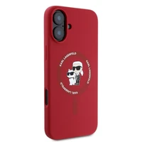 Karl Lagerfeld silikona viedtālruņa apvalks Karl&Choupette Heads Ring Magnētiskais iPhone 16 - sarkans