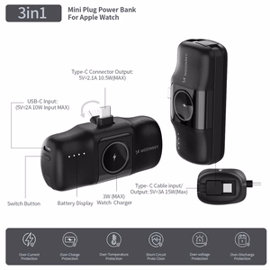 Внешний аккумулятор Wozinsky (WF16-YCS) USB-C + зарядка Apple Watch 5000mAh (20W) чёрный