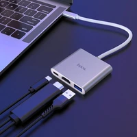 Adapteris Hoco HB14 Type-C uz USB-A+HDMI+Type-C sudraba krāsā