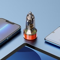 BWOO PD auto lādētājs 1x USB-C - USB-A ports 38W caurspīdīgs