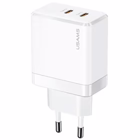 USAMS Tīkla lādētājs 2XUSB-C T54 40W (ONLY HEAD) PD FAST CHARGING balts CC172TC02 (US-CC172)