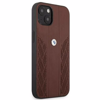 BMW ādas izliekts perforēts apvalks iPhone 13 mini - sarkans