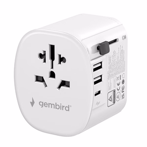 Gembird TPA-EU2A1C15-01-W iezemēts universāls ceļojumu barošanas adapteris, 15 W, balts