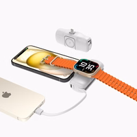 Wozinsky WF16-YLS 5000mAh 15W Lightning mini portatīvais lādētājs ar iebūvētu USB-C kabeli un Apple Watch lādētāju - balta