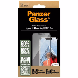 PanzerGlass Ultra-Wide Fit rūdītais stikls iPhone 13 / 13 Pro / 14 / 16e - caurspīdīgs