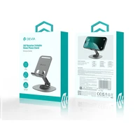 Devia salokāms turētājs statīvs EL243 telefonam planšetdatoram rotējošs 360 pelēks metāls