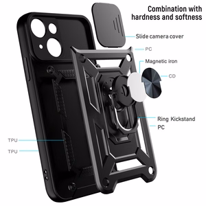 Slide Camera Armor Case Viedtālruņa apvalks Xiaomi Redmi 9A melns