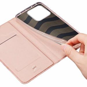 Dux Ducis Skin Pro viedtālruņa apvalks Xiaomi 13 Pro ar kartes turētāju un statīvu rozā