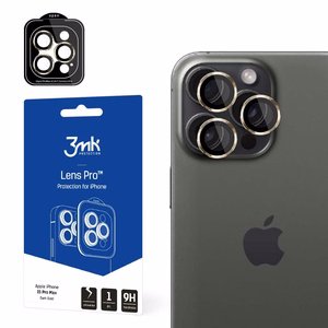 3mk Lens Protection Kameras vāciņš ar zelta rāmi iPhone 15 Pro Max