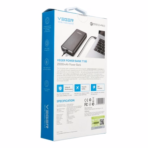 Powerbank Veger T100 (W2032C-100) PD QC3.0 5A 100W 20000 mAh black