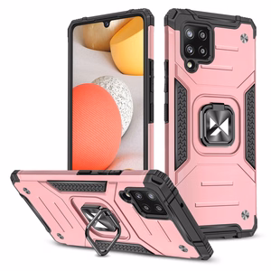 Wozinsky Ring Armor viedtālruņa apvalks ar statīvu izturīgs aizsargpārsegs Samsung Galaxy A42 5G rozā