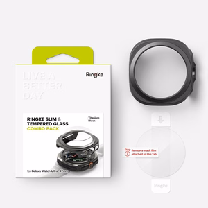 Ringke Slim & rūdītā stikla viedtālruņa apvalks + stikla komplekts Samsung Galaxy Watch Ultra 47mm - melns