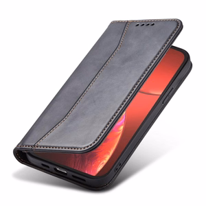 Magnet Fancy Case viedtālruņa apvalks iPhone 14 Pro Max ar flip vāciņu, maku funkciju un statīvu - melnas krāsas