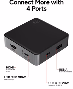 ZAGG 4 Port Hub, melns / pelēks