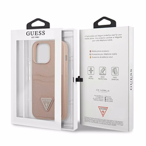 Guess GUHCP13LPSATPP iPhone 13 Pro/13 6.1" розовый/розовый жёсткий чехол SaffianoTriangle Logo Cardslot