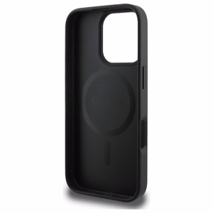 Guess graudainais zelta gredzena magnētiskais viedtālruņa apvalks iPhone 16 Pro Max - melns