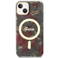 Guess GUHMP14MHCFWSA iPhone 14 Plus 6.7" zaļš/haki cietais apvalks Zieds Magnētiskais