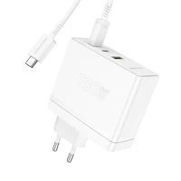 Borofone sienas lādētājs BN11 Imperial - USB + 2xType C - QC 3.0 PD 100W ar Type C uz Type C kabeli balts