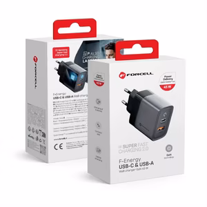 Phone charger Forcell F-Energy GaN USB C + USB A QC4.0 PD 4A 45W VT-39 gray