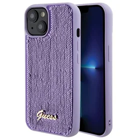 Guess Sequin Script Metal viedtālruņa apvalks iPhone 15 - violeta