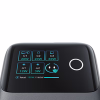 Joyroom Podix JR-TRD01 GaN 140W galda lādētājs ar 5 portiem un diviem izvelkamiem kabeļiem - pelēks