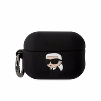 Karl Lagerfeld KLAP2RUNIKK AirPods Pro 2 apvalks melns/melns Silikona Karl Head 3D