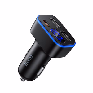 Автомобильное зарядное устройство Hoco с LCD 2xUSB A + 1xUSB C PD QC3.0 42W Z63A чёрный