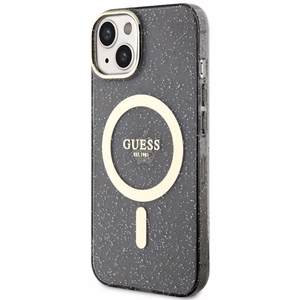Guess Glitter Gold Magnētiskais viedtālruņa apvalks iPhone 14 - melns