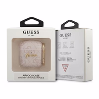 Guess 4G Script Metal Collection viedtālruņa apvalks AirPods 1 / 2 - Rozā