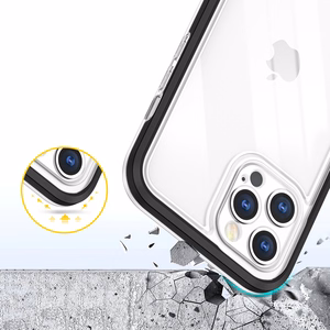  Skaidrs 3in1 vāciņš iPhone 12 Pro Max ar melno rāmi želejas pārklājums